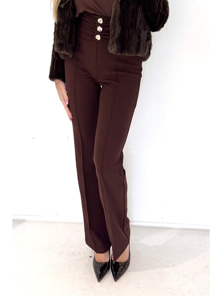 RINASCIMENTO Rinascimento Straight-leg pants with buttons at the front BROWN
