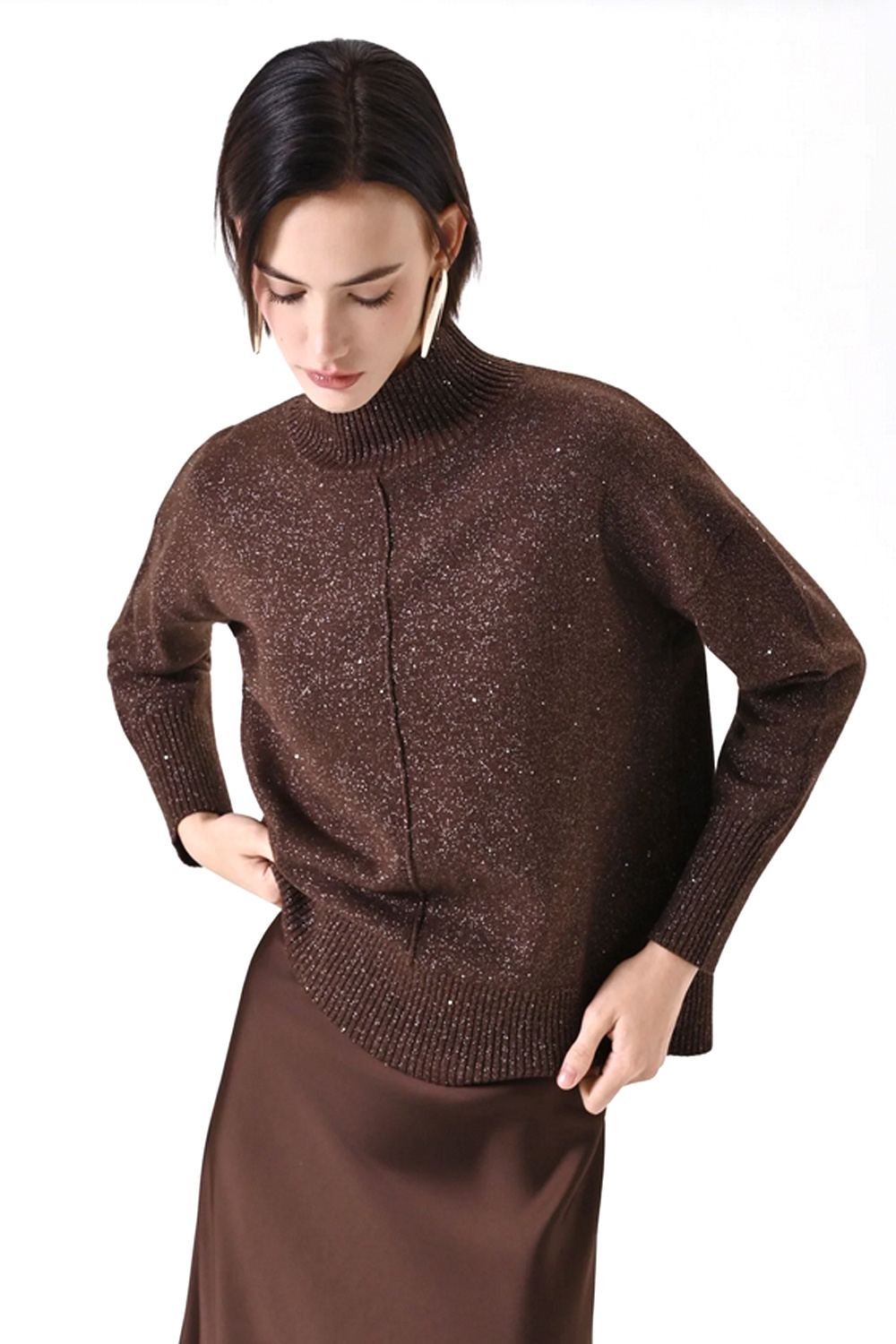 RINASCIMENTO Rinascimento Ruimvallende coltrui met glitters allover BRUIN