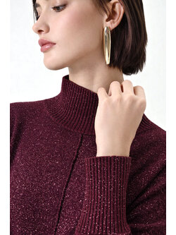RINASCIMENTO Rinascimento Loose-fitting turtleneck with all-over glitter BORDEAUX RED