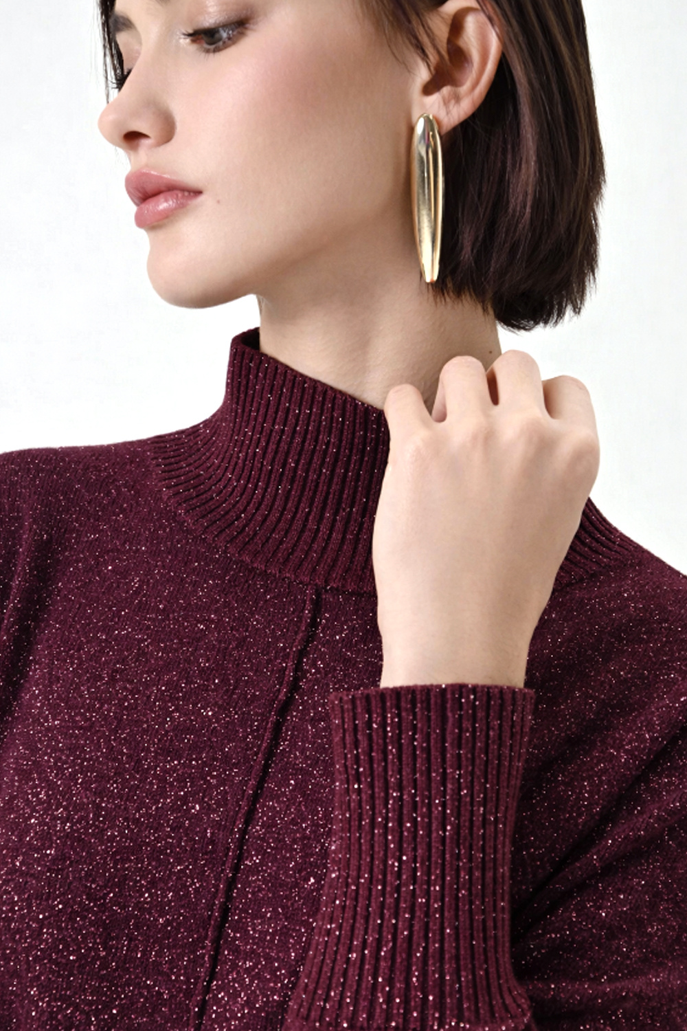 RINASCIMENTO Rinascimento Ruimvallende coltrui met glitter allover BORDEAUX ROOD