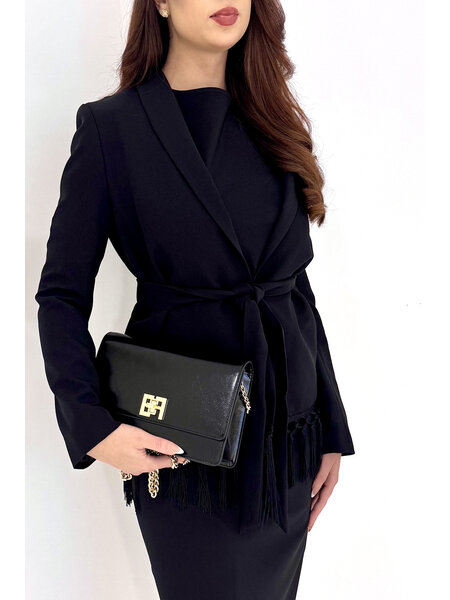 RINASCIMENTO Rinascimento Blazer jas met franjes en ceintuur ZWART