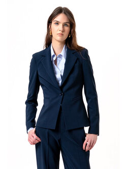 Fracomina Getailleerde blazer jas met knoop DONKER BLAUW