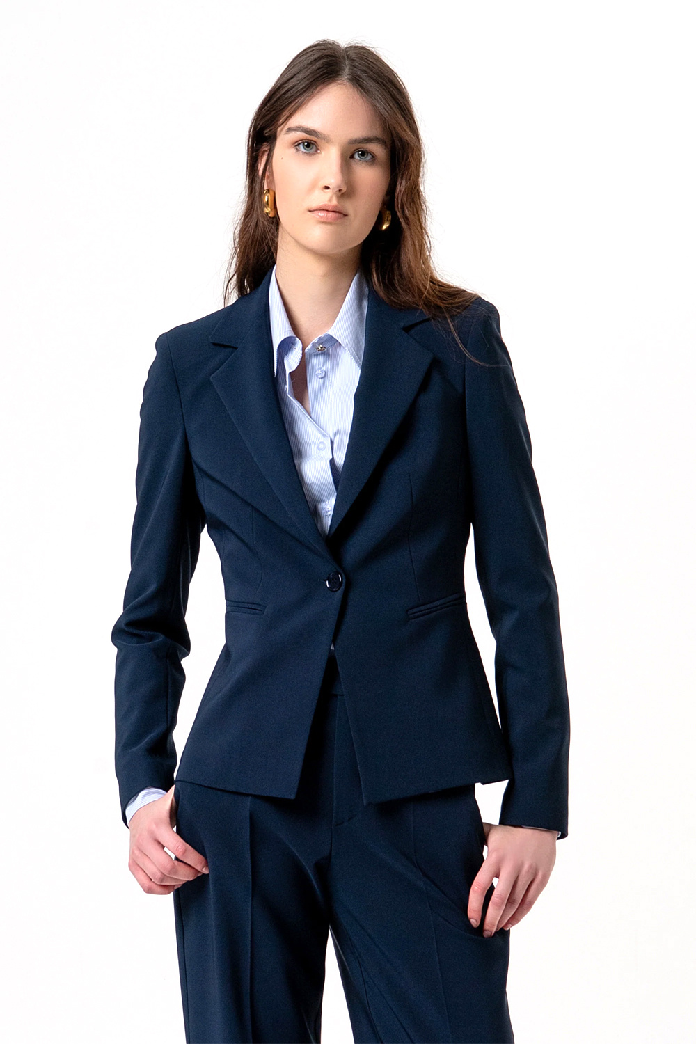 Fracomina Tailored blazer jacket with button DARK BLUE