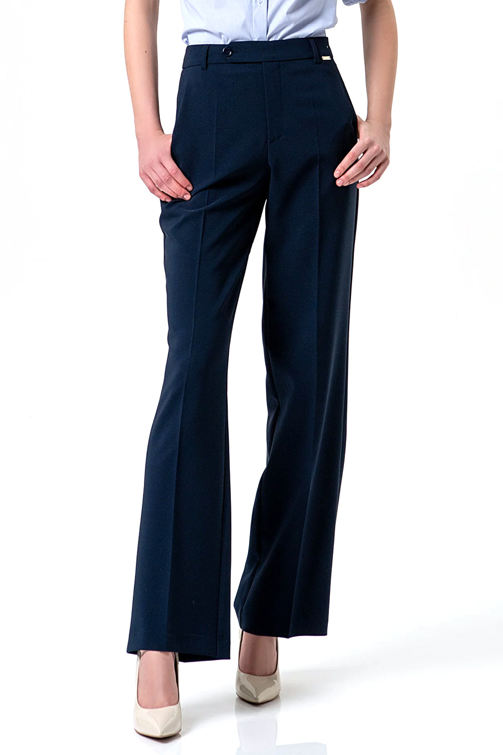 Fracomina Straight-leg pants with high waist DARK BLUE