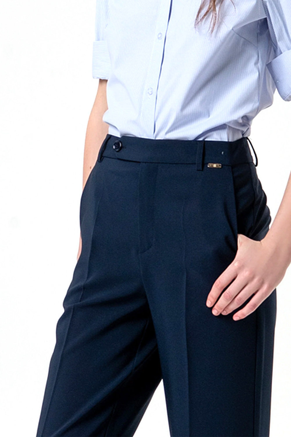Fracomina Straight-leg pants with high waist DARK BLUE