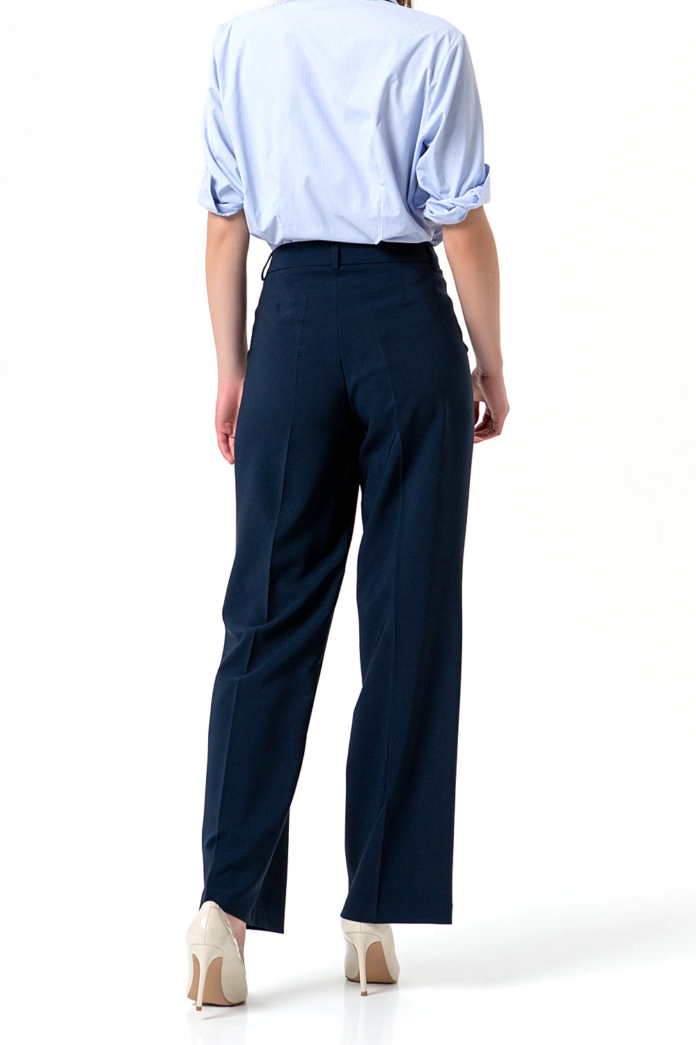 Fracomina Straight-leg pants with high waist DARK BLUE