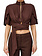 ELISABETTA FRANCHI Elisabetta Franchi short blouse with stand-up collar Cacao / BROWN