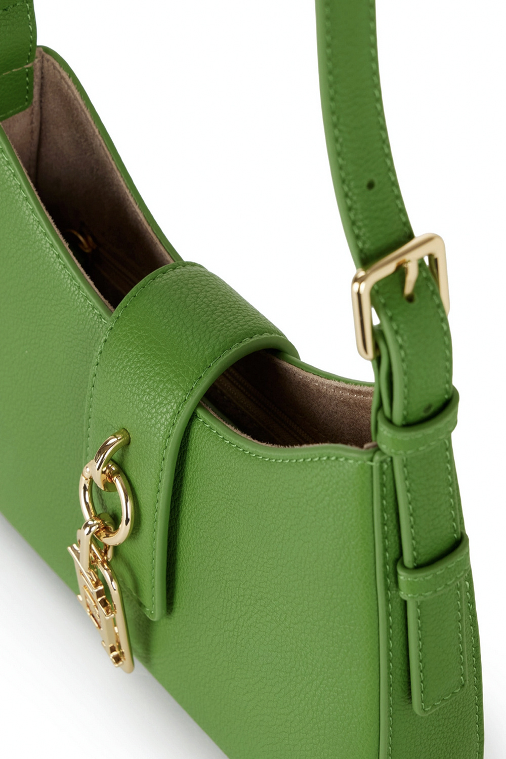 ELISABETTA FRANCHI Elisabetta Franchi Schoudertas met gouden logo detail aloe / GROEN