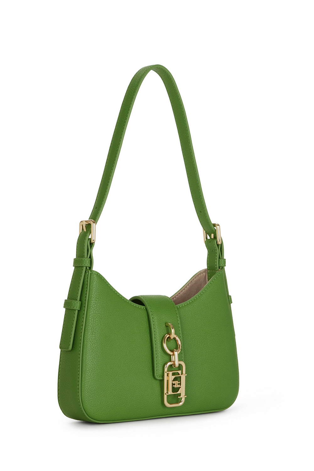 ELISABETTA FRANCHI Elisabetta Franchi Schoudertas met gouden logo detail aloe / GROEN