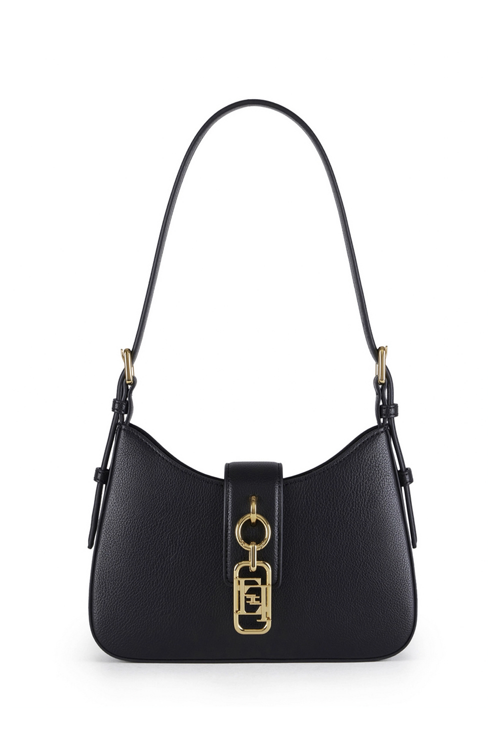 ELISABETTA FRANCHI Elisabetta Franchi schoudertas met gouden logo detail nero / ZWART