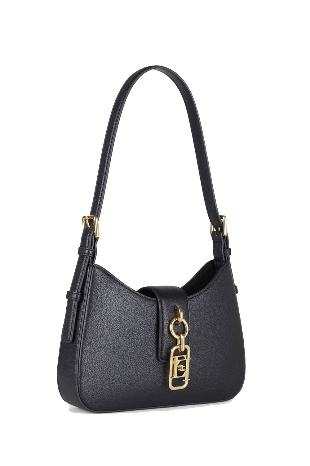 ELISABETTA FRANCHI Elisabetta Franchi schoudertas met gouden logo detail nero / ZWART