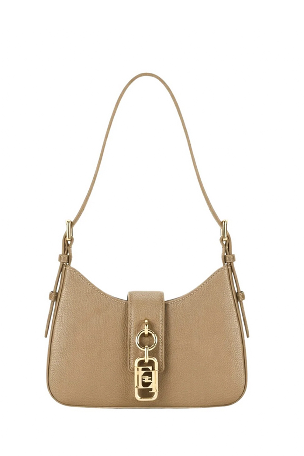 ELISABETTA FRANCHI Elisabetta Franchi Schoudertas met gouden logo detail argilla / TAUPE