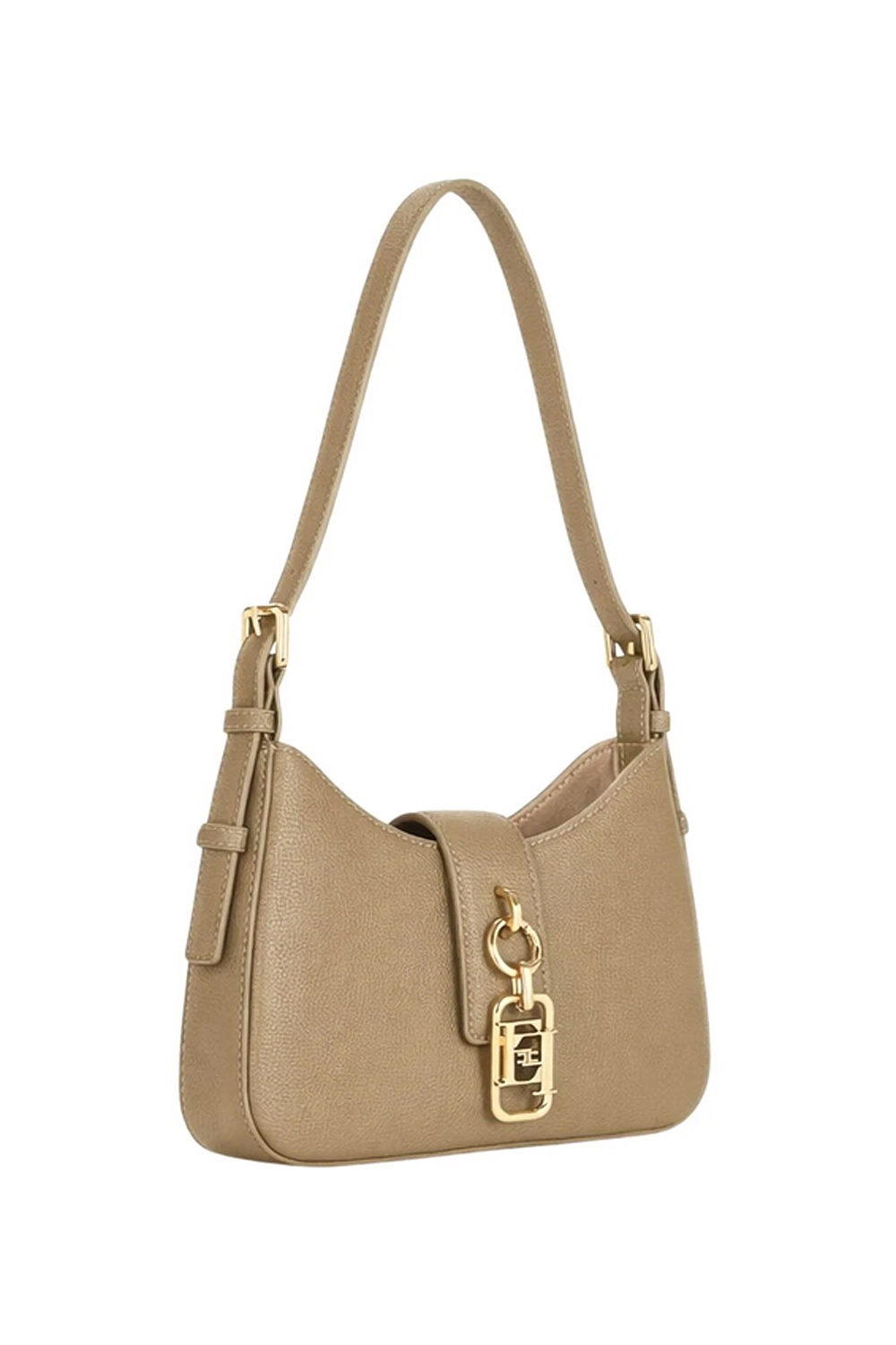 ELISABETTA FRANCHI Elisabetta Franchi Schoudertas met gouden logo detail argilla / TAUPE