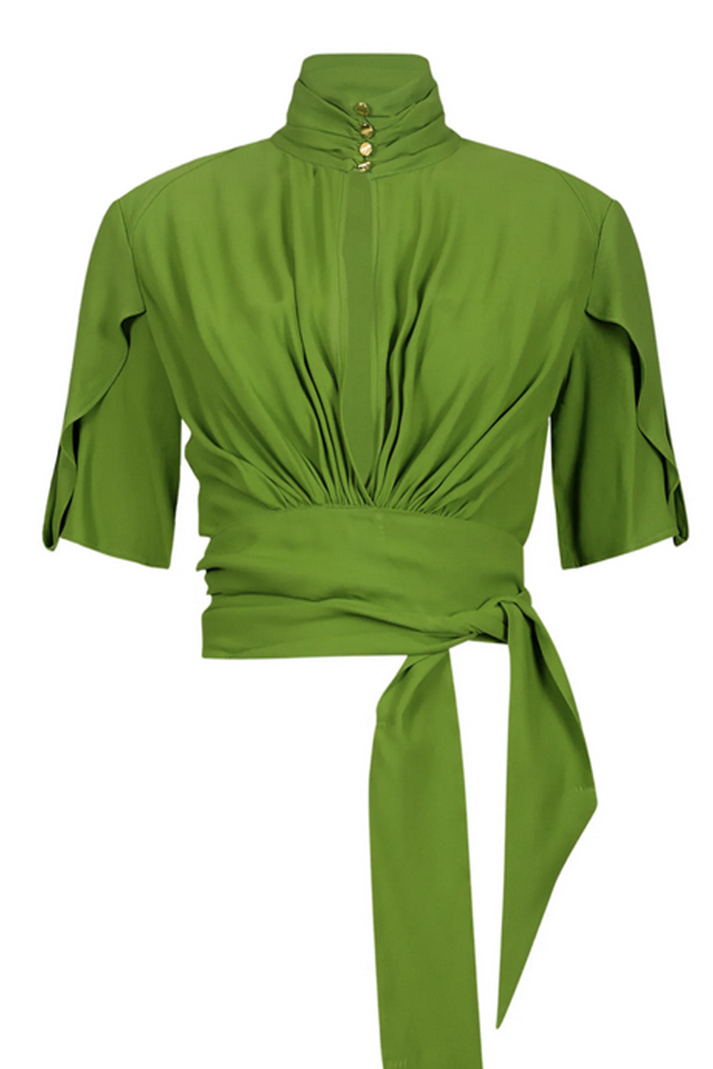 ELISABETTA FRANCHI Elisabetta Franchi korte blouse met opstaand kraag  Aloe / GROEN