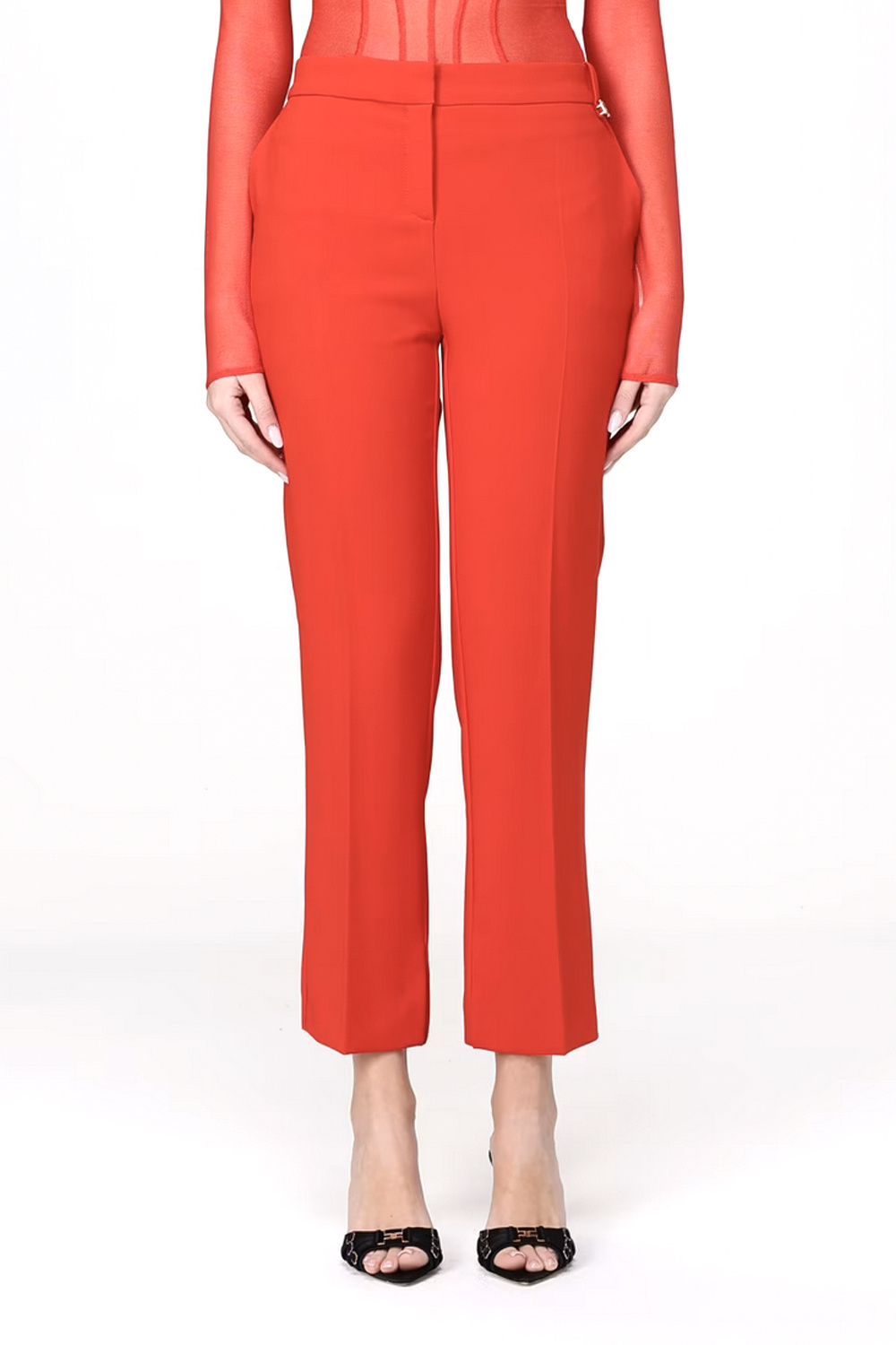ELISABETTA FRANCHI Elisabetta Franchi slim-fit pants with logo on belt loop LACCA / RED