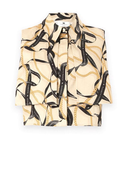 ELISABETTA FRANCHI Elisabetta Franchi sleeveless blouse met print all over GEEL / BEIGE