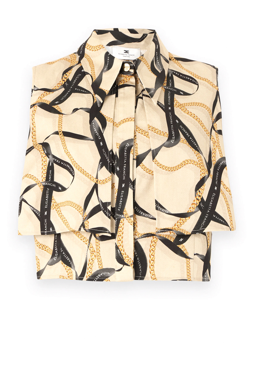 ELISABETTA FRANCHI Elisabetta Franchi sleeveless blouse met print all over GEEL / BEIGE