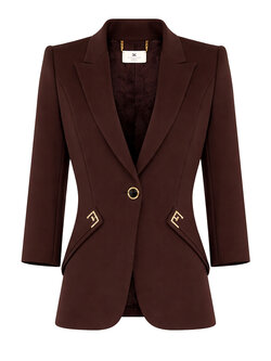 ELISABETTA FRANCHI Elisabetta Franchi colbert met dubbele logo detail cacao/ BRUIN