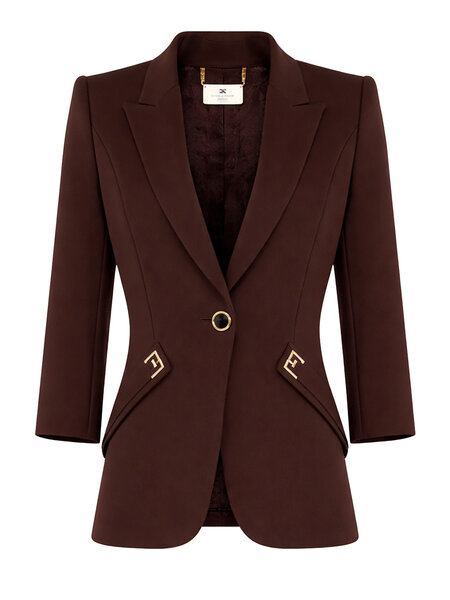 ELISABETTA FRANCHI Elisabetta Franchi colbert met dubbele logo detail cacao/ BRUIN