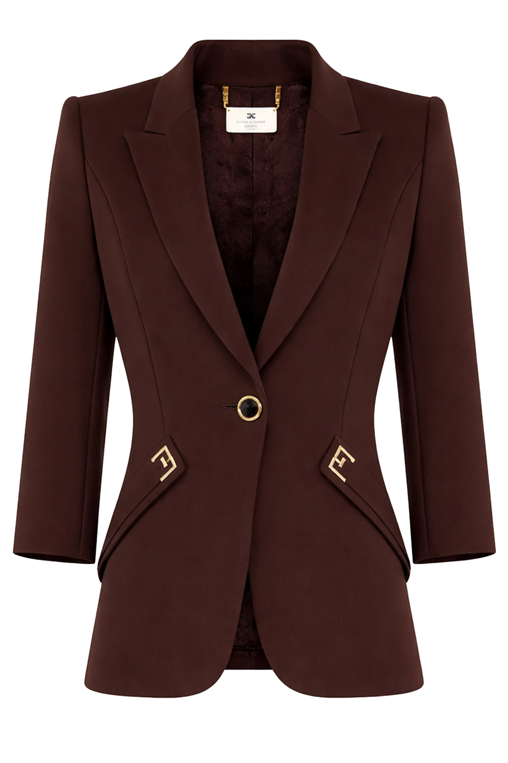 ELISABETTA FRANCHI Elisabetta Franchi colbert met dubbele logo detail cacao/ BRUIN