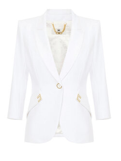 ELISABETTA FRANCHI Elisabetta Franchi blazer with double logo detail WHITE