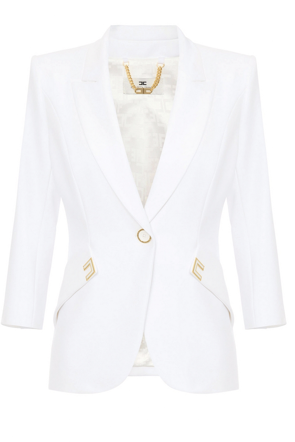 ELISABETTA FRANCHI Elisabetta Franchi colbert met dubbele logo detail WIT