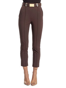 ELISABETTA FRANCHI Elisabetta Franchi slim-fit pants with belt BROWN