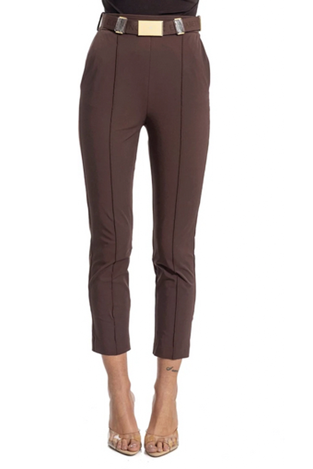 ELISABETTA FRANCHI Elisabetta Franchi pantalon rechte broekspijp inclusief riem BRUIN