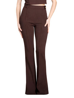 ELISABETTA FRANCHI Elisabetta Franchi flared pantalon met logo bedeltje aan riemlus cacao / BRUIN