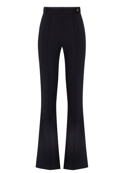 ELISABETTA FRANCHI Elisabetta Franchi flared pants with logo charm on belt loop  BLACK