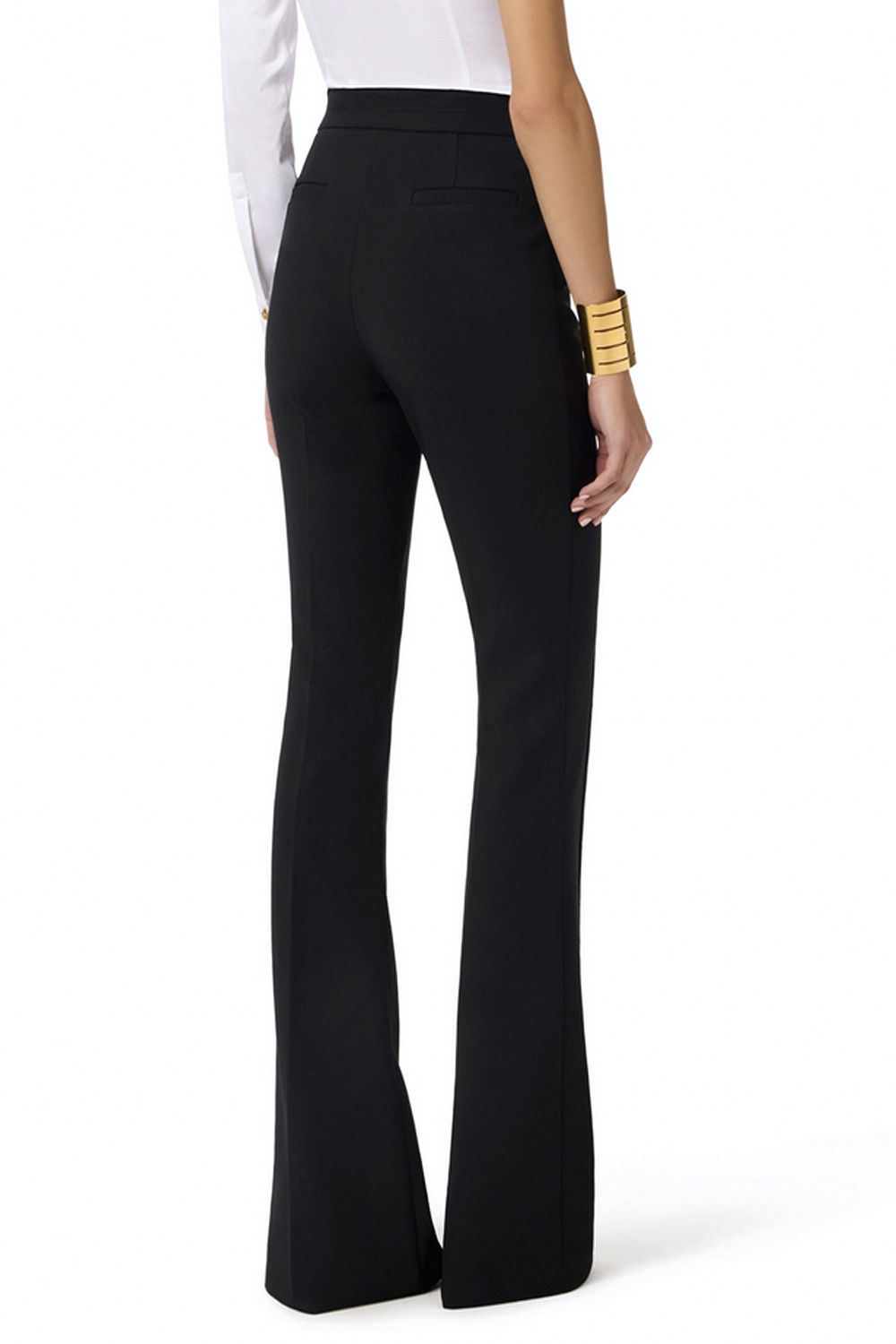 ELISABETTA FRANCHI Elisabetta Franchi flared pantalon met logo bedeltje aan riemlus  ZWART