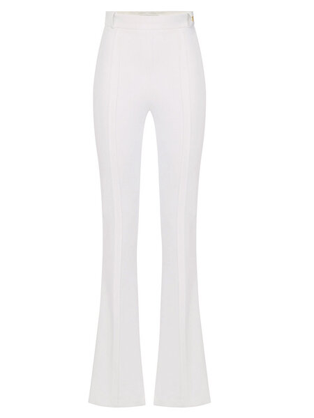 ELISABETTA FRANCHI Elisabetta Franchi flared pants with logo charm on belt loop WHITE