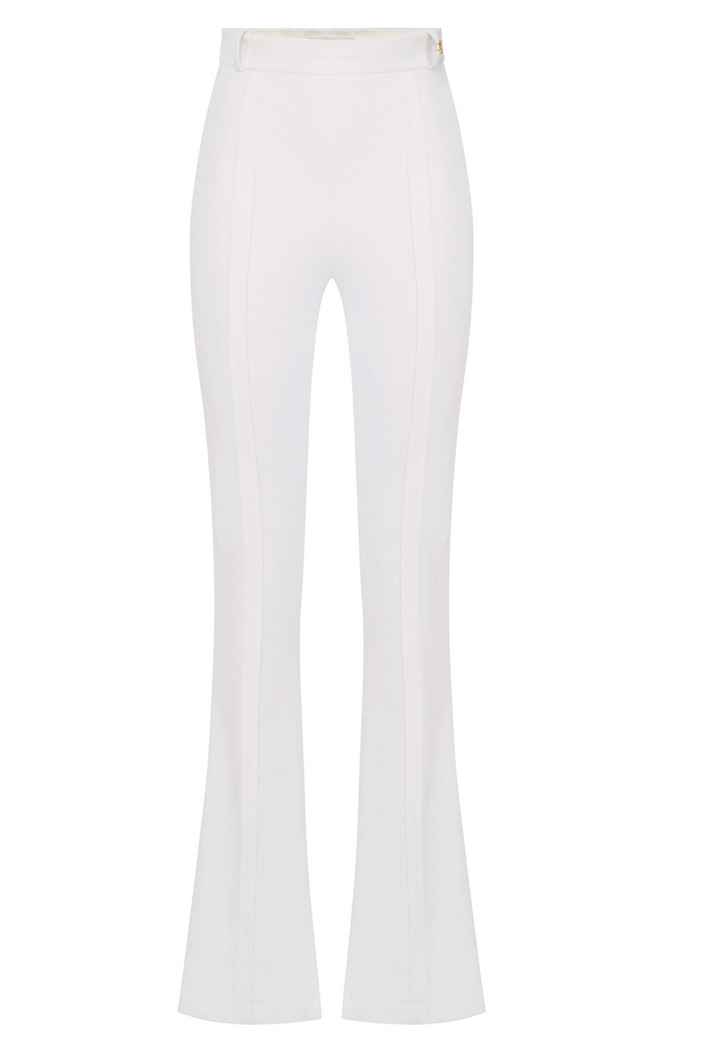 ELISABETTA FRANCHI Elisabetta Franchi flared pants with logo charm on belt loop WHITE