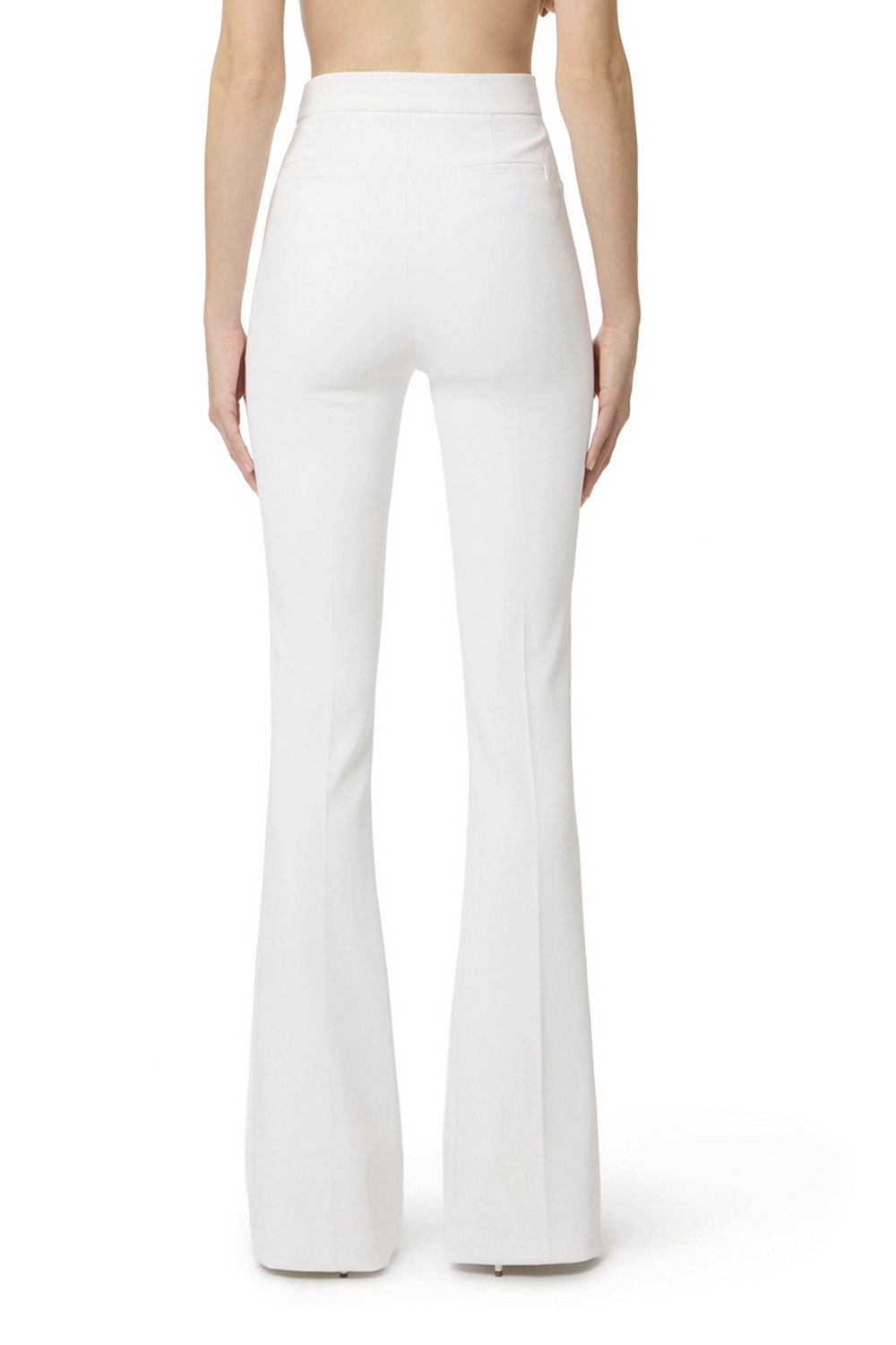 ELISABETTA FRANCHI Elisabetta Franchi flared pants with logo charm on belt loop WHITE