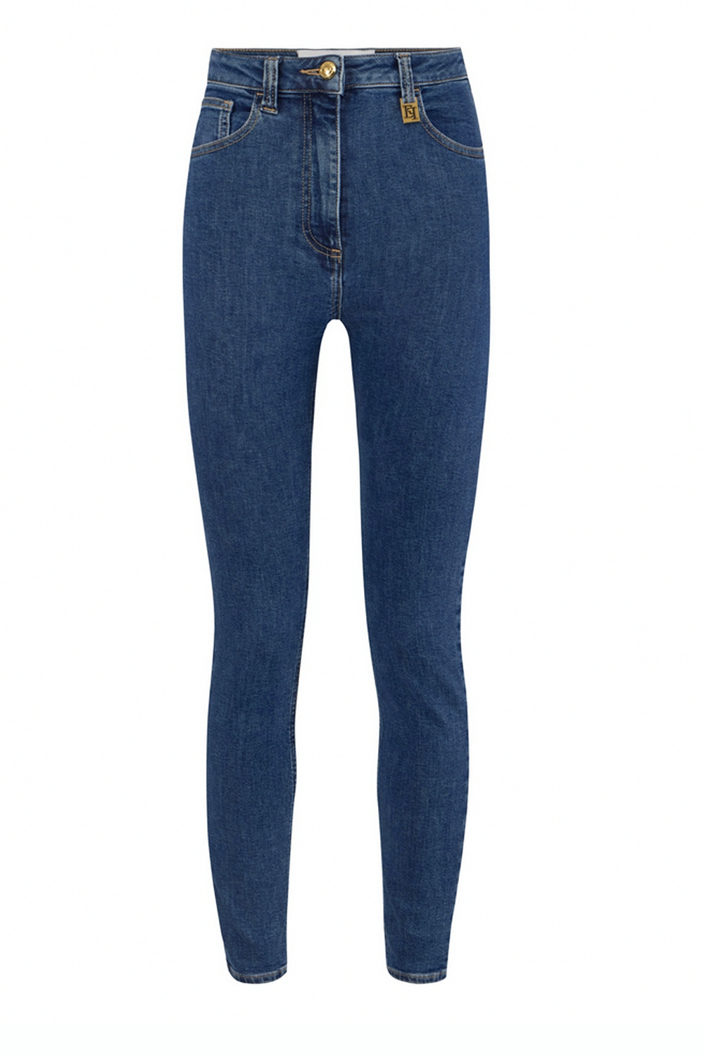 ELISABETTA FRANCHI Elissabetta Franchi skinny jeans high waist met logo detail aan rechterbies BLAUW