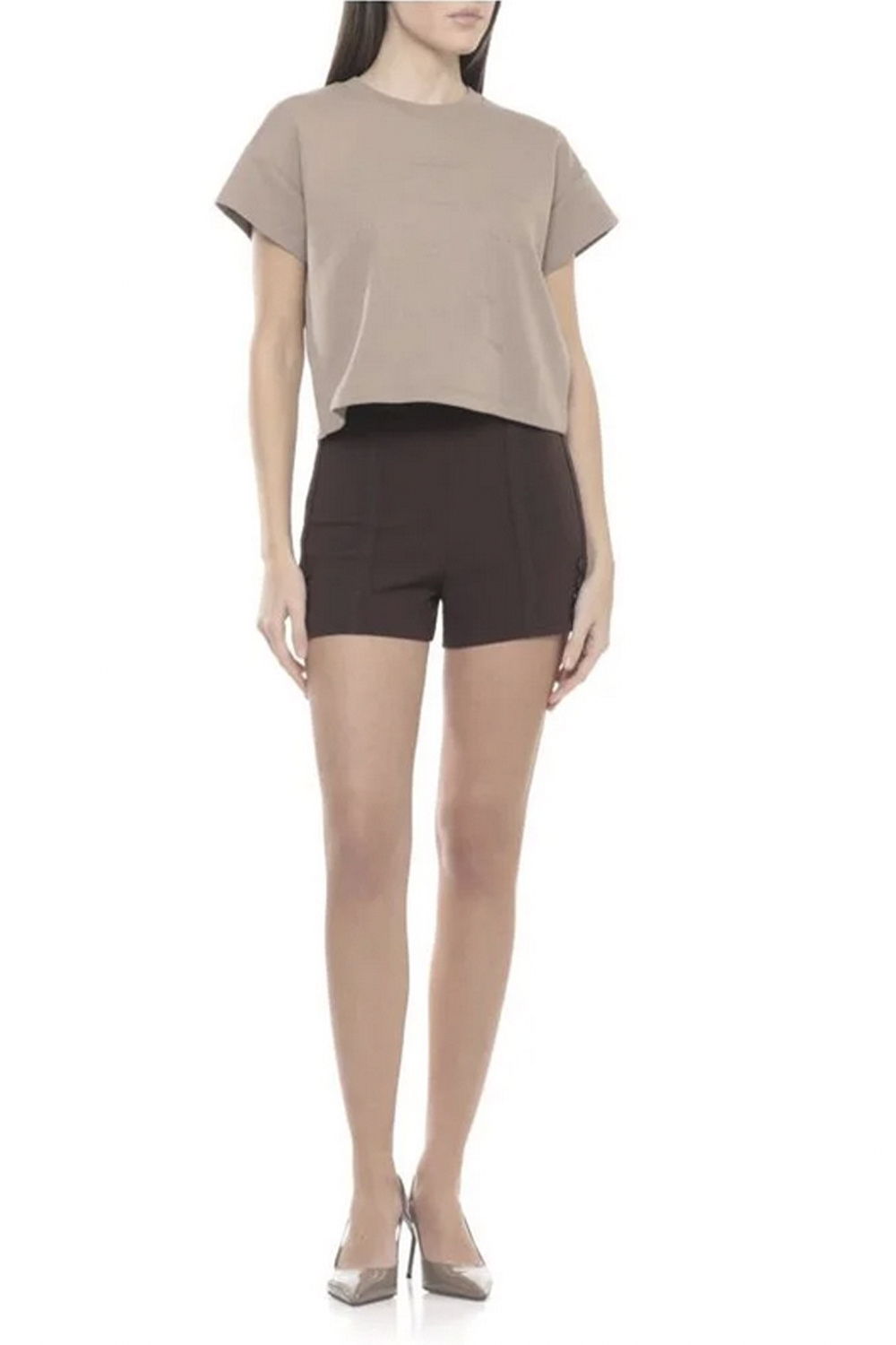 ELISABETTA FRANCHI Elisabetta Franchi shorts met logo detail aan rechterbies cacao / BRUIN
