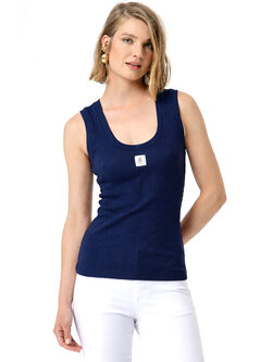 Fracomina Tank top with logo on front DARK BLUE