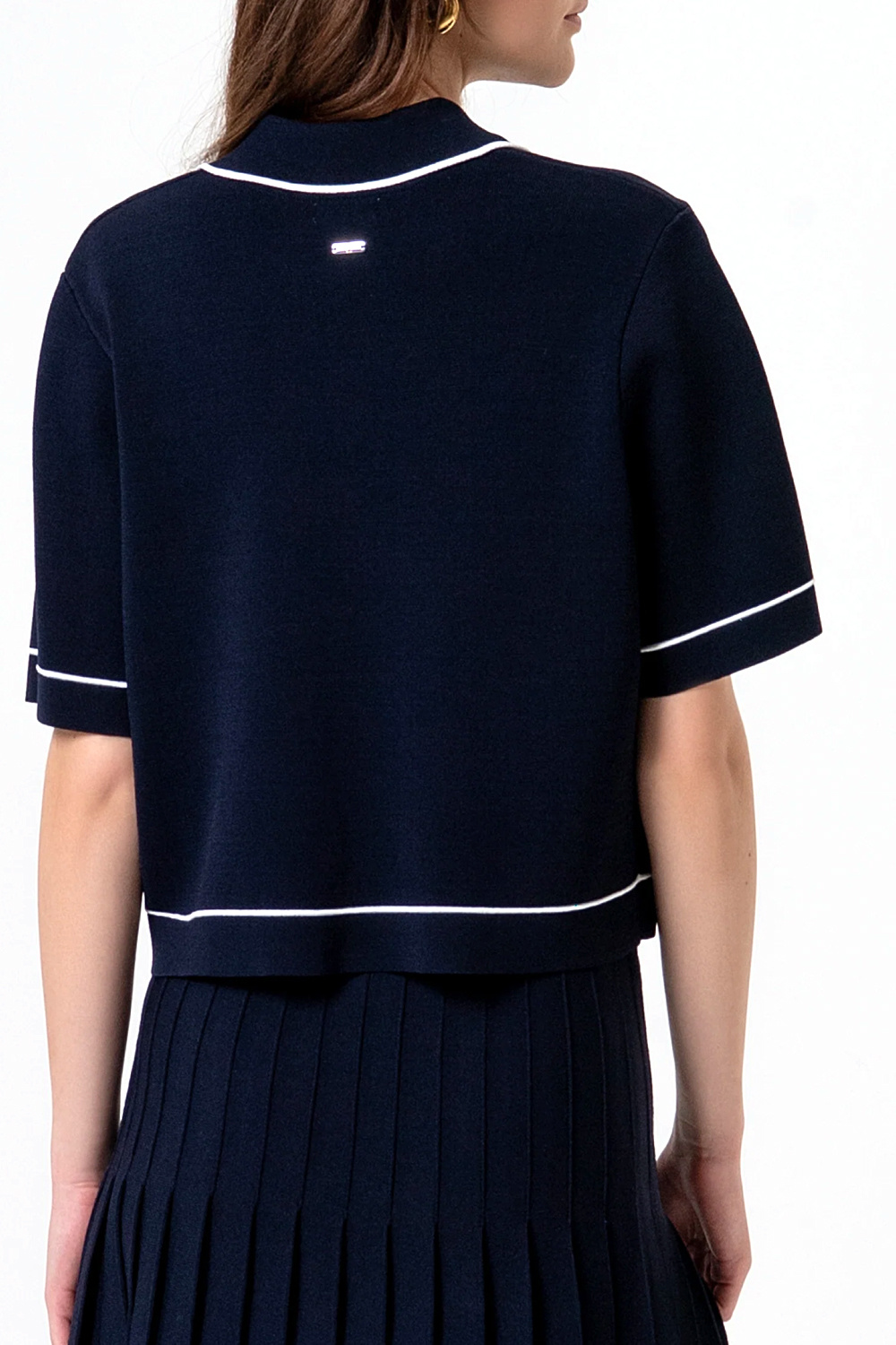 Fracomina Cropped polo top DONKER BLAUW