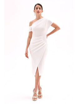 RINASCIMENTO Rinascimento One shoulder dress WHITE