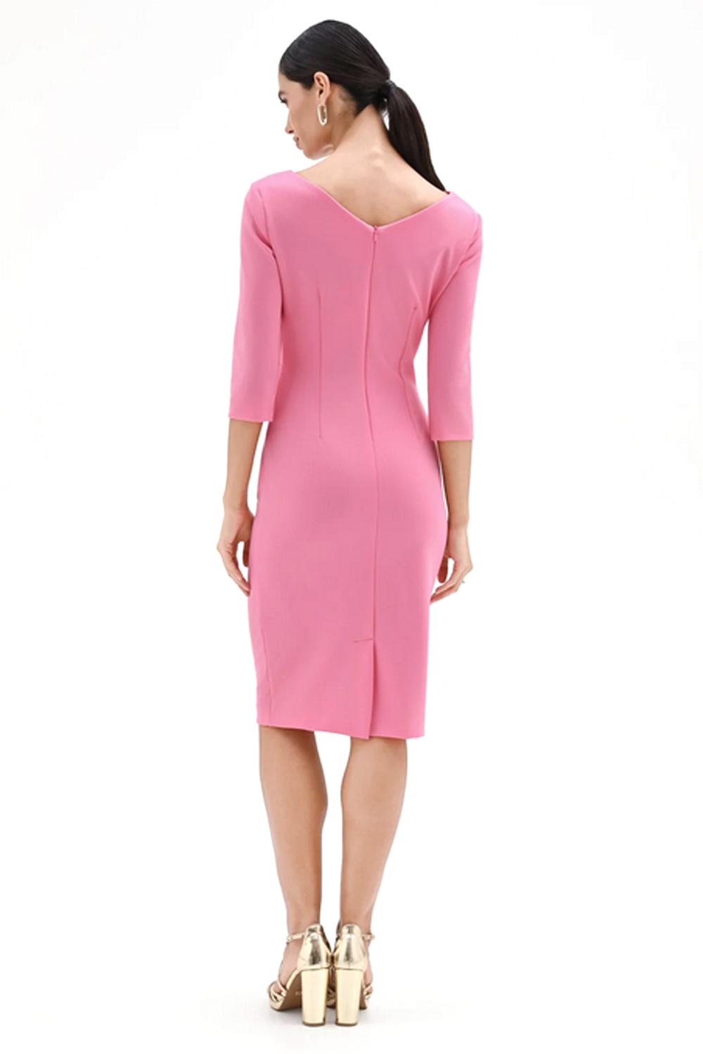 RINASCIMENTO Rinascimento Jurk met gedrappeerde hals ROZE