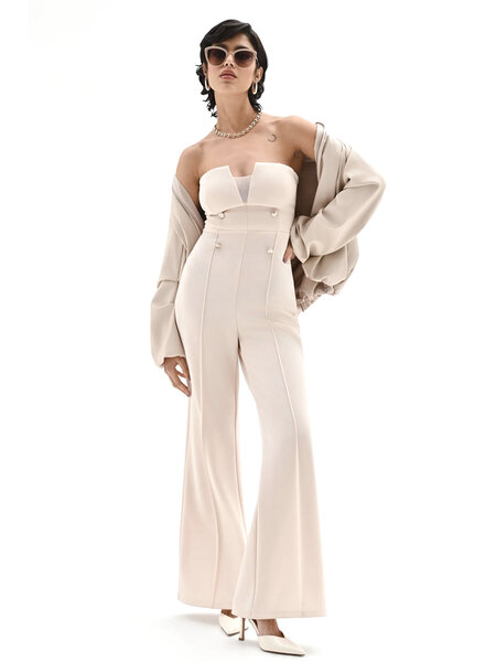 RINASCIMENTO Rinascimento Strapless jumpsuit BEIGE