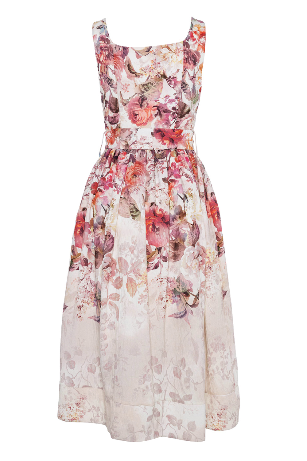 RINASCIMENTO Rinascimento Jurk met taille band en bloemenprint zacht ROZE