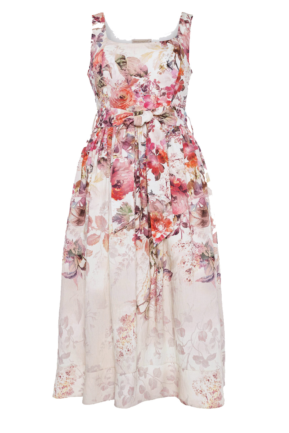 RINASCIMENTO Rinascimento Jurk met taille band en bloemenprint zacht ROZE