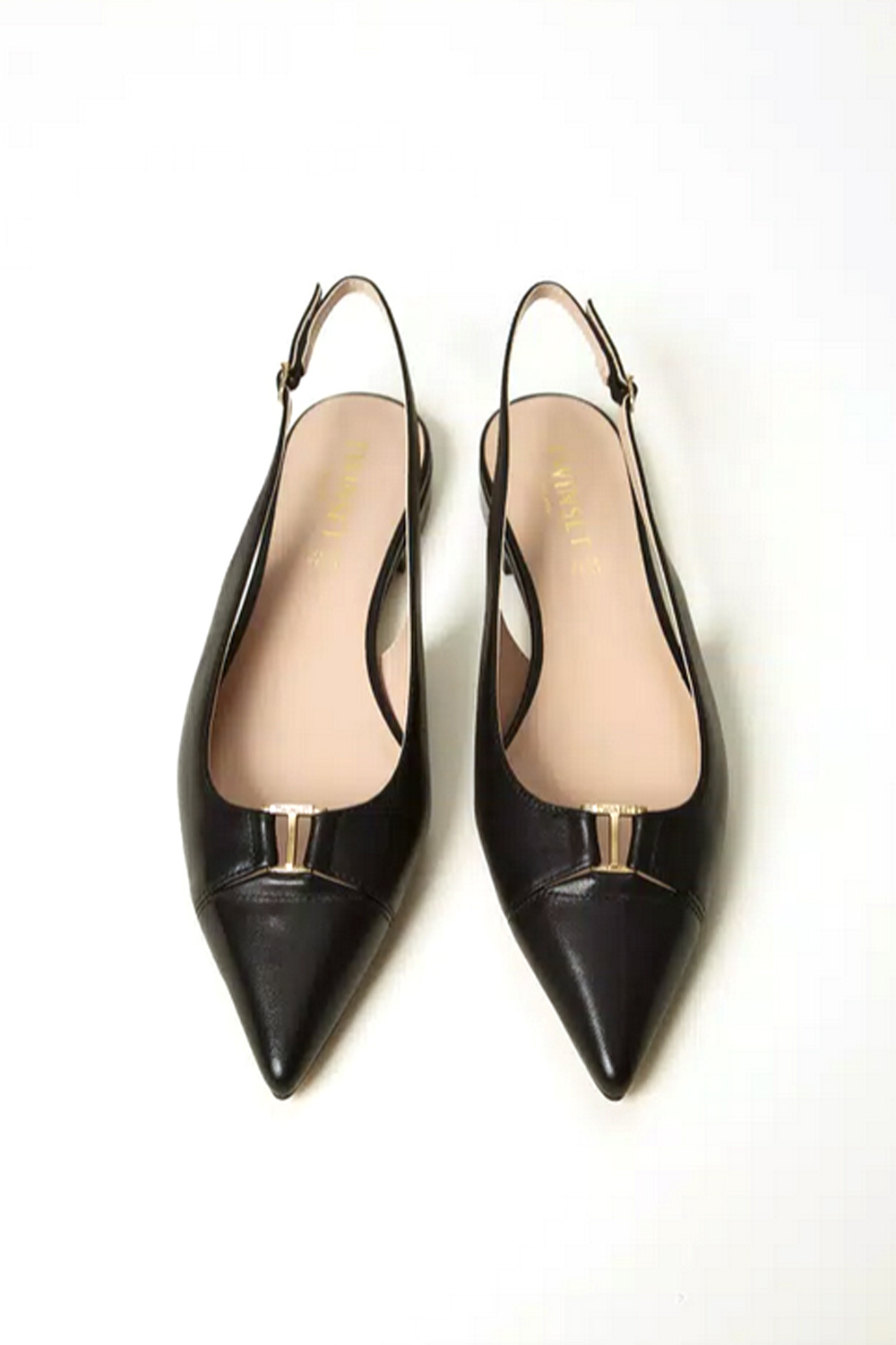 TWINSET Twinset Platte slingback ballerina met logo op voorzijde ZWART