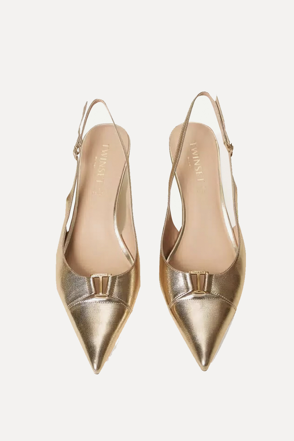 TWINSET Twinset Platte slingback met logo op voorzijde GOUD
