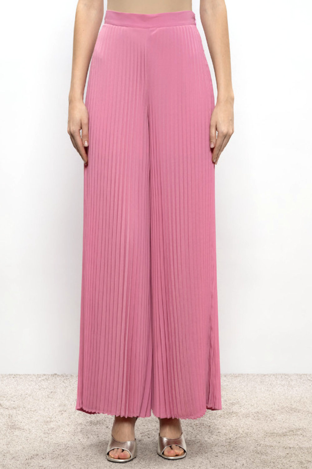 TWINSET Twinset Plissé-broek met wijde broekspijpen ROZE