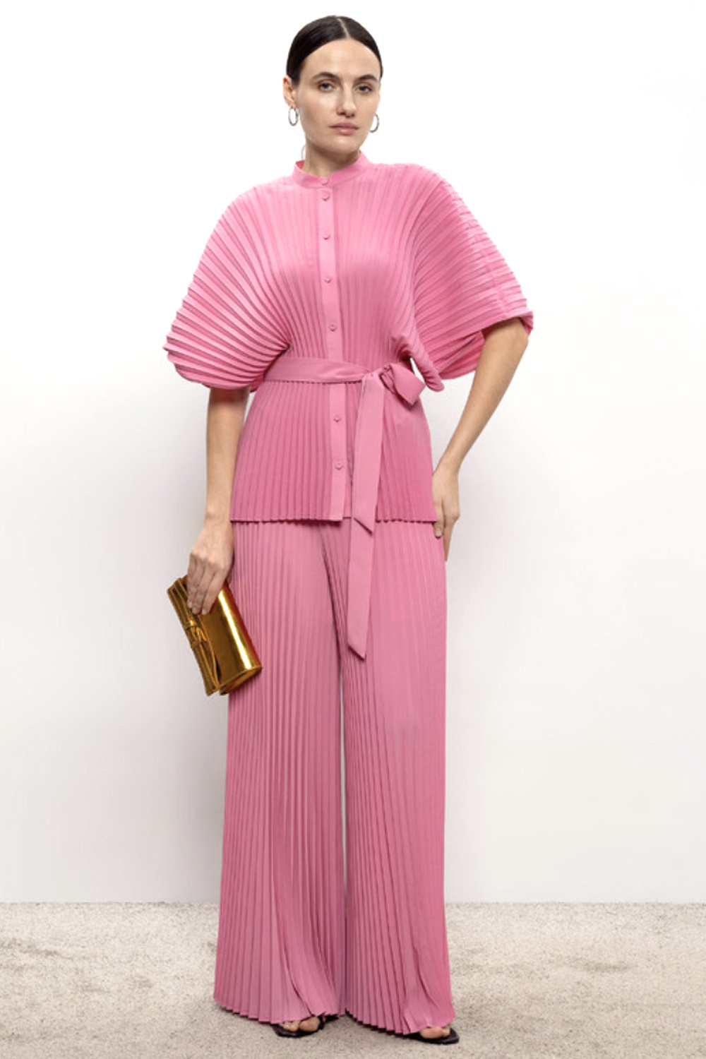 TWINSET Twinset Plissé-broek met wijde broekspijpen ROZE