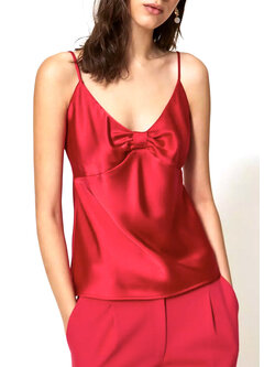TWINSET Twinset satijnen tanktop met knoop magenta Roze / ROOD