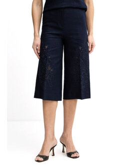 TWINSET Twinset Driekwart broek met geborduurde details aan voorzijde DONKER BLAUW