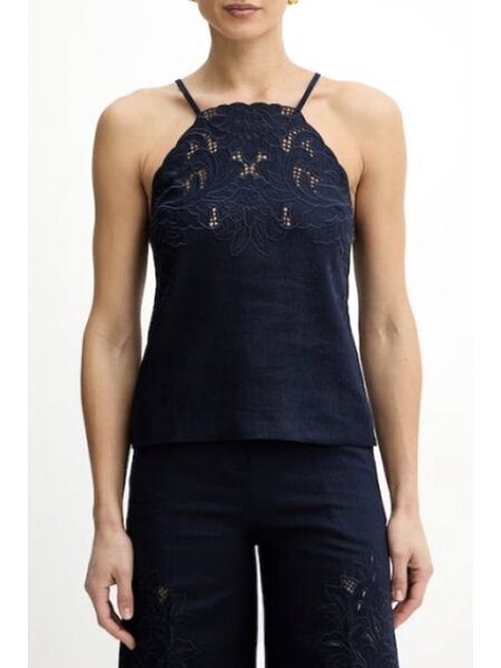 TWINSET Twinset Top met geborduurde details  DONKER BLAUW